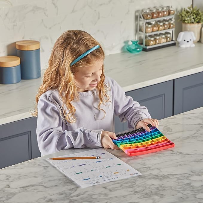 hand2mind Rainbow Fraction Sensory Bubble Popper, Push Pop Fidget Toys for Kids, Fraction Manipulatives, Montessori Math Materials, Fine Motor Toys, Calm Down Corner Supplies, Fidgets for Classroom