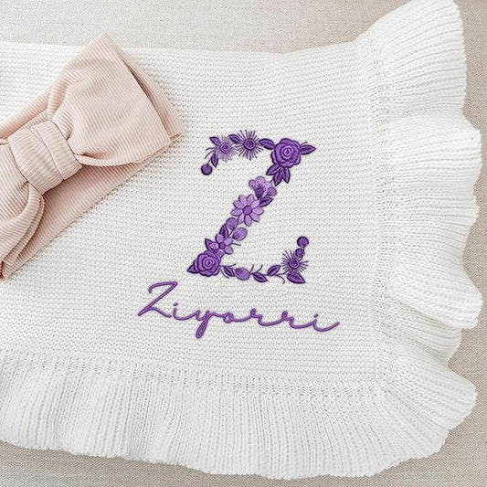 Luxury Custom Embroidered Knit Baby Blanket, Personalized Soft Breathable Cotton Knit Kids Blanket, Newborn Baby Gift, New Mom Gifts, Newborn Babys Girl & Boy Gift 4