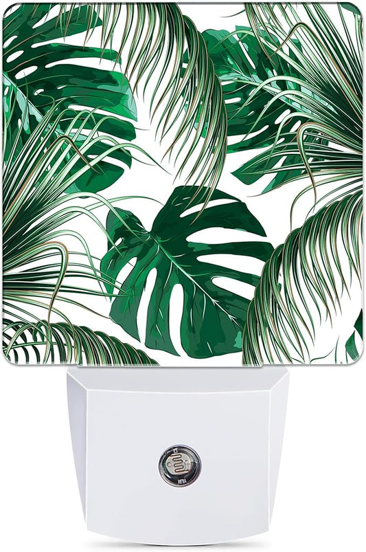 Green Palm Night Light Plug in Wall Lamp Smart Dusk to Dawn Sensor for Home Decorative, Kids Room Bedroom Bathroom Kitchen Hallway Gifts