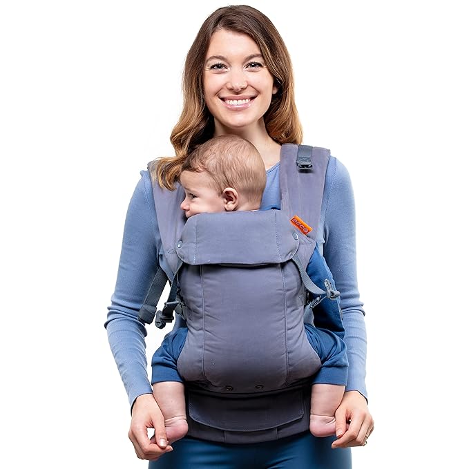 Beco Gemini Baby Carrier from Newborn to Toddler - Certified Ergonomic Newborn Baby Carrier for Infants and Children of 7-35 lbs - M Shape, Adjustable Seat, 100% Cotton (Classic Grey)