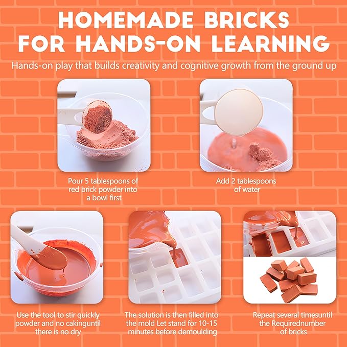 House Building Set for Kids 6+, Mini Brick Construction Kit with Mortar, STEM Architecture Blocks, Reusable DIY Projects, Creative Birthday Gift