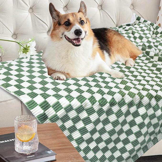 3D Checkerboard Grid Toddler Blanket for Baby Soft Cozy Corduroy Bed Blanket with Stripe Chessboard Plaid Design Infant Newborn Receiving Blanket Sage Green 30 x 40 Inches