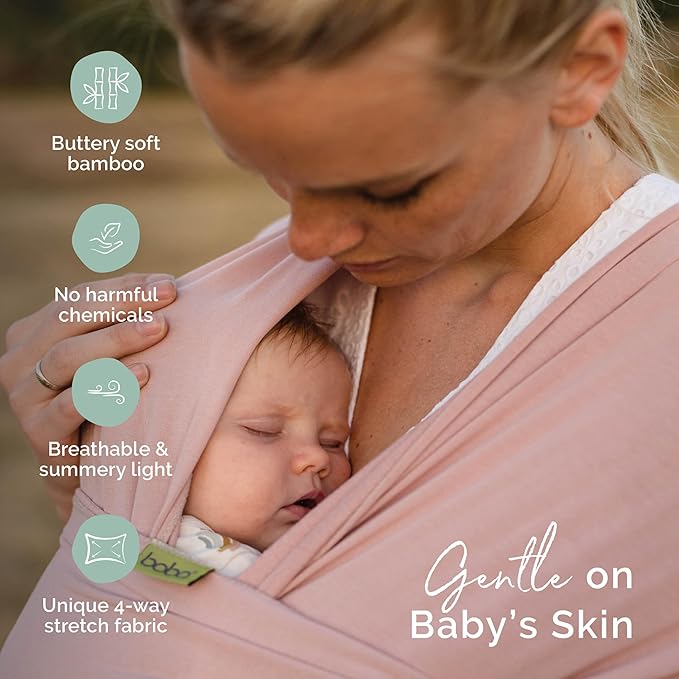 Boba Baby Wrap Carrier – Original Baby Sling Carrier for Newborns (7–35 lbs), Soft, Secure, Hands-Free & Ergonomic, Ideal for Comfortable Bonding, New Parents (Serenity Bloom)