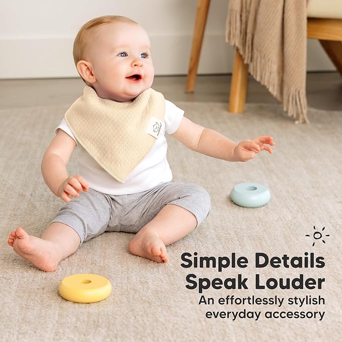 KeaBabies 8-Pack Bandana Bibs for Baby Girls, Boys - Organic Cotton Baby Bibs for Drooling & Teething Newborn, Toddler, Infant 0-36 months, Extra Soft, Absorbent Cloth with Snaps (Driftwood/Quin)