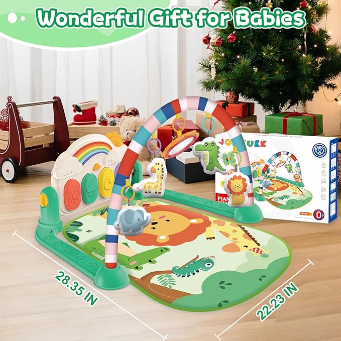 Baby Gym & Play Mat, Tummy Time & Activity Mat Toys, Infant to Toddler Play Piano Mat, 0-12 Months (Green)