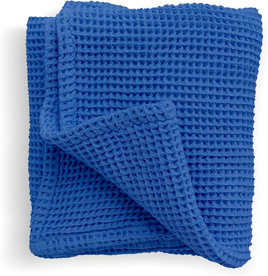 Stroller Society - Swaddles for Newborns & Toddlers, Soft Receiving Blankets Girl & Boy Can Use, Comfy Toddler Blanket & Newborn Swaddle, Cotton Waffle Blanket, Classic Blue, 40 x 40 inches
