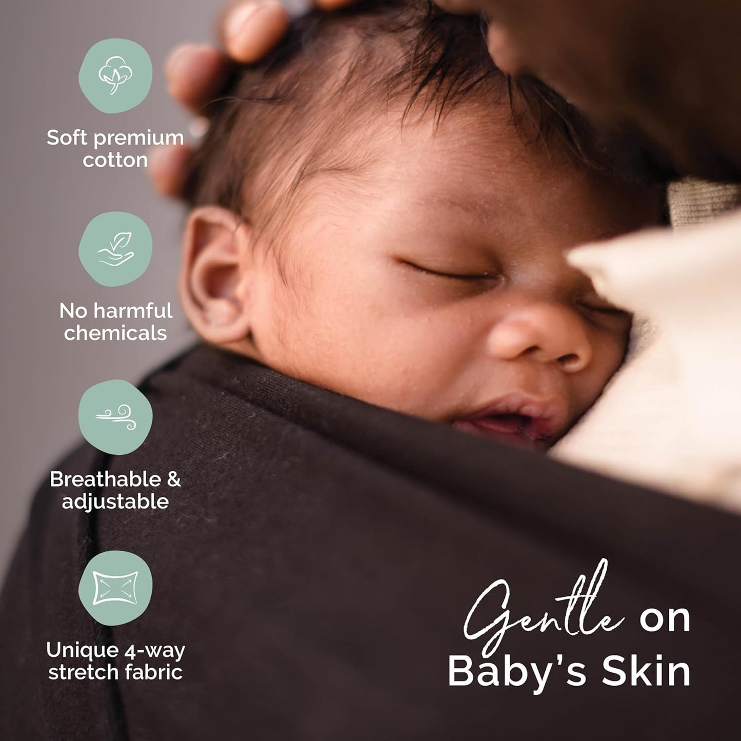 Boba Baby Wrap Carrier – Original Baby Sling Carrier for Newborns (7–35 lbs), Soft, Secure, Hands-Free & Ergonomic, Ideal for Comfortable Bonding, New Parents (Black)