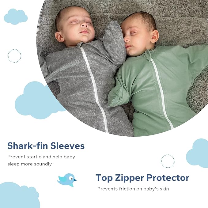 ZIGJOY Shark-Fin Transition Swaddle - 1.0 Tog Baby Sleep Sack Soft Cotton Transitional Swaddle Baby Wearable Blanket