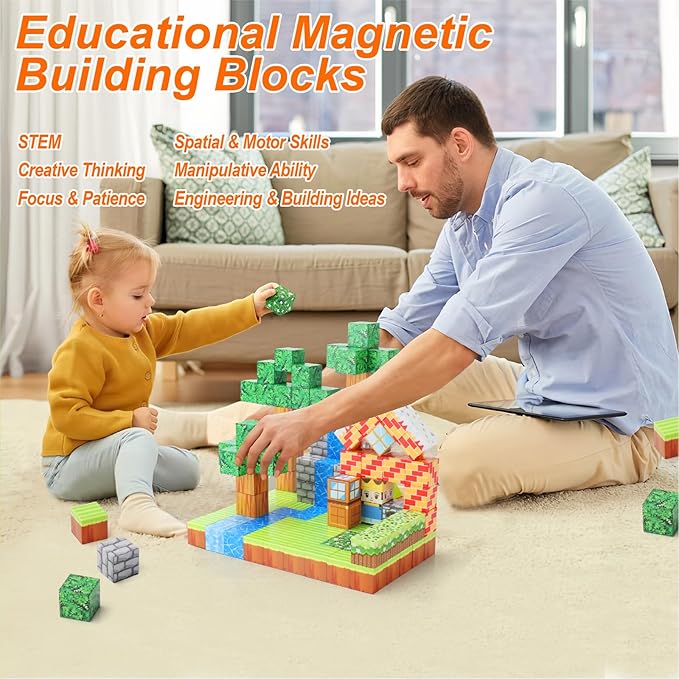 120PCS 1Inch Magnetic Blocks,Magnetic Building Blocks Toddler Toys for Kids 3+ STEM Buildable Sensory Toys for Toddlers Gifts for Christmas 3-5 6-8 Years Old Girls Boys
