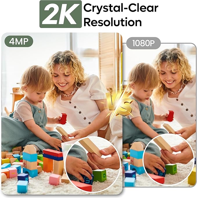 2K Indoor Cameras for Home Security - Camera with Pan/Tilt, 33ft Night Vision, 2 Way Audio, BLE Pairing - Motion Detector Indoor Wi-Fi Camera for Baby & Pet Monitor