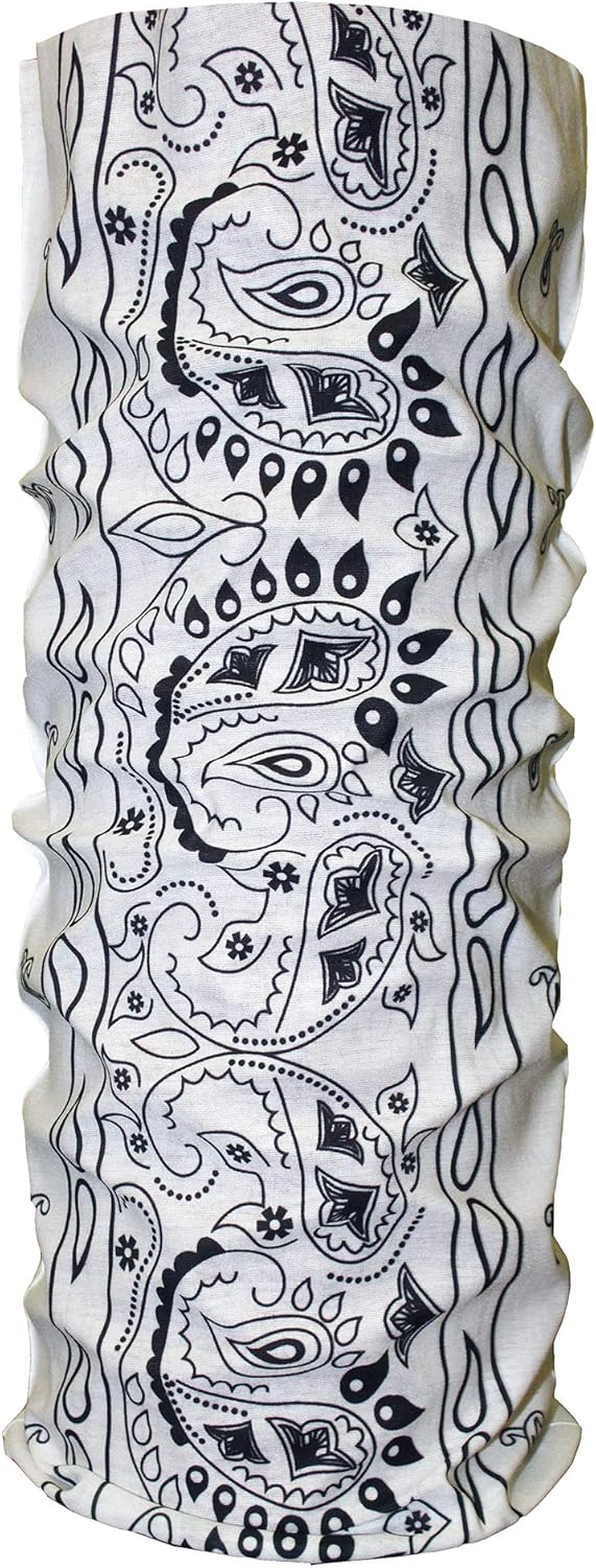 $averPak BodyForge & InsectGuard - Permethrin Treated Mosquitoes, Flies, Ticks & More Insect Repellent Tube Bandanna Neck Gaiter Headband (White Paisley)