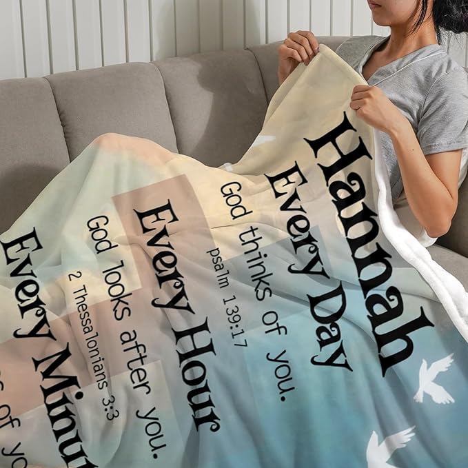 Custom Blanket Bible Verse Blanket with Inspirational Thoughts and Prayers Religious Throw Blanket Soft Lightweight Cozy Plush Warm Blankets for Women Men Christmas Birthday Gifts