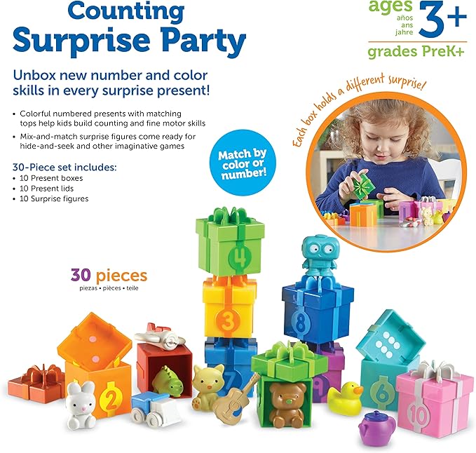 Learning Resources Counting Surprise Party, Homeschool, Fine Motor, Counting & Sorting Toy, Ages 3+