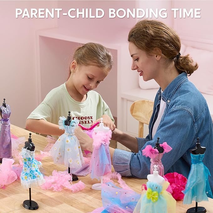 Klever Kits 400+PCS Fashion Design Crafts for Kids, Art and Crafts, DIY Sewing Kits with 3 Mannequins for Girls Aged 8-12, Birthday Presents, Toys for Kids