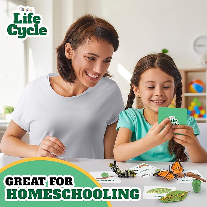 Life Cycle Kit Montessori - Realistic Figurine Toys, Kids Animal Matching Game with Butterfly, Catterpilar & More - Stocking Stuffers Science,Fun for Learning & Education Toys, for Children 3+