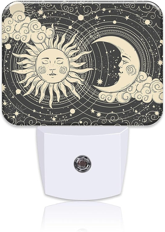 Sun and Moon with Faces Plug in Night Lights, Astrology Nightlight Plug Into Wall Dusk to Dawn Sensor for Kid Girls Boys Women Men Room, Hallway, Kitchen, Bathroom, Stairs Decor