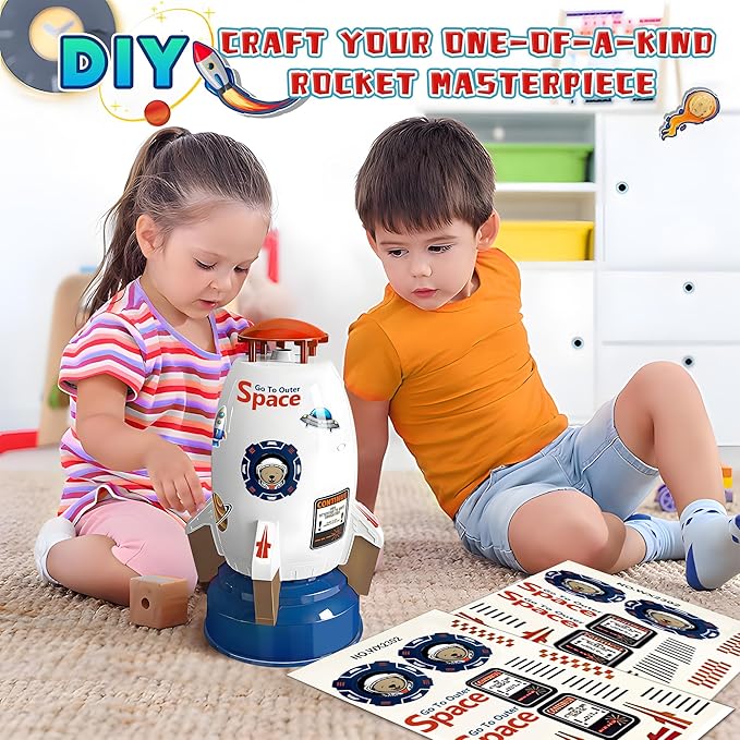 Water Rocket Sprinkler for Kids, Outdoor Sprinkler Rocket Launcher Toy for Backyard, Summer Water Toys for Kids Ages 3-12, Fun Water Powered Rocket Toy (White-1)