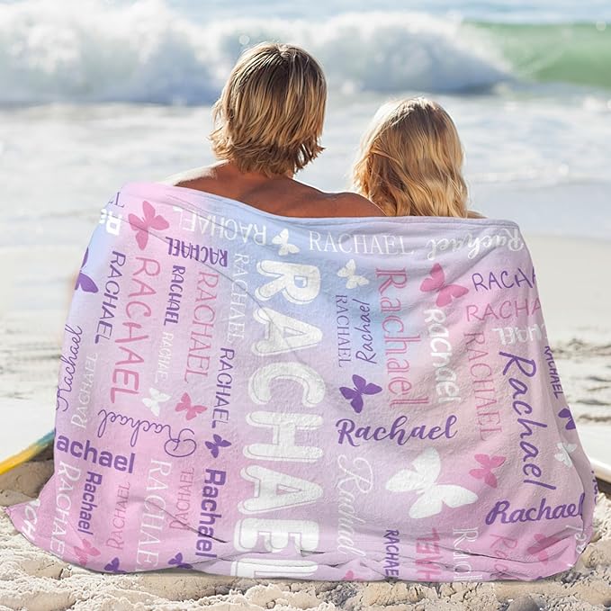 Personalized Throw Blanket with Name Custom Blankets Customized Baby Blanket for Girls Kids Adult Birthday Gift