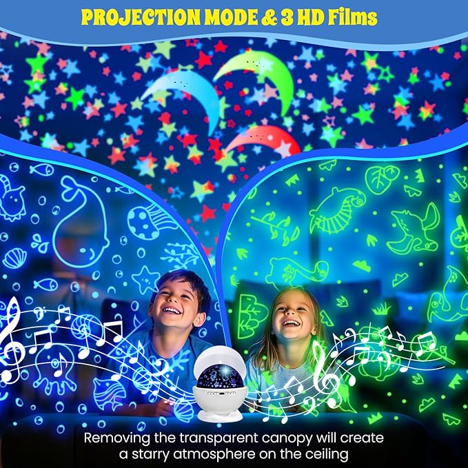 Night Light Projector, Night Light for Kids, Star Projector, 54 Light Color 360 Degree Rotation Kids Night light, Rechargeable Lamp for Bedroom, Light Projector Birthday Christmas Gifts for Boys Girls