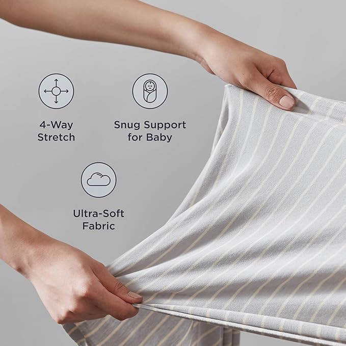 Ergobaby Sustainable Knit Aura Baby Carrier Wrap for Newborn to Toddler (8-25 lbs) - Comfortable, Ergonomic, & Ultra-Soft Newborn Wrap Carrier - One Size Fits Most - Rayon, Olive Diamond