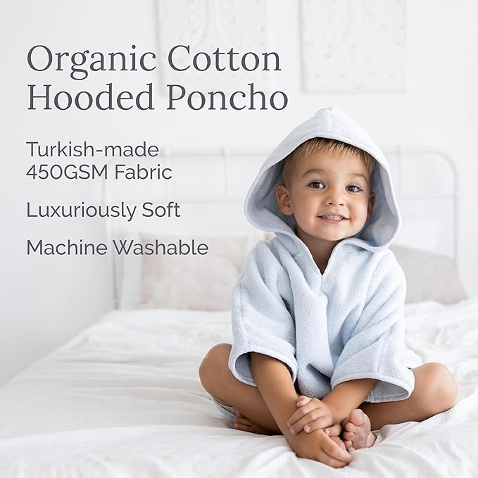 Natemia Towel Poncho Kids (Sage) - 100% Organic Turkish Cotton - Machine Washable Poncho Towel for Girls, Boys- Soft on Sensitive Skin - Toddler Hooded Beach Towels - Perfect Baby Registry Gift (6-8T)