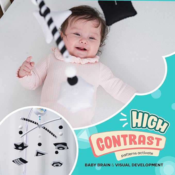 Montessori Mobile Baby for Crib (TINITIGIES) - Black and White Mobile Give Visual Stimulation to Engage Your Newborn - Baby Crib Mobile for Boys & Girls - Baby Mobile for Crib