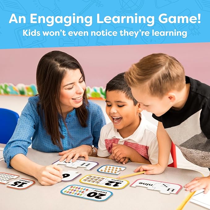 Number Puzzle Kindergarten Math Games - Number Matching Puzzle - 20 Sets Learning Numbers Puzzles - Counting Toys for Toddlers Kids Ages 3-5 - Preschool Learning Activities - Puzzles for Toddlers 2-4