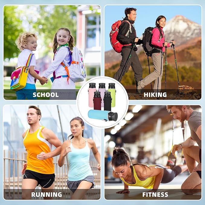 Rtteri 6 Pcs Neoprene Water Bottle Carrier Bag with Adjustable Shoulder Strap 32oz Insulator Water Bottle Cover Holder Cooler Sleeve for Stainless Steel/glass/plastic (Cute)