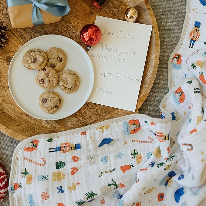 Little Unicorn Original Premium Cotton Quilt | Multi-Layered & Extra-Soft Muslin Fabric |for Babies & Toddlers (Christmas Time)