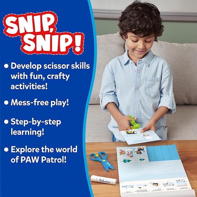 Skillmatics Scissor Skills Activity Book - Snip Snip PAW Patrol, Stocking Stuffers, Preschool Cutting & Creative Activities, Felt Craft Kit, Fine Motor Skills, Christmas Gifts for Ages 3, 4, 5, 6, 7