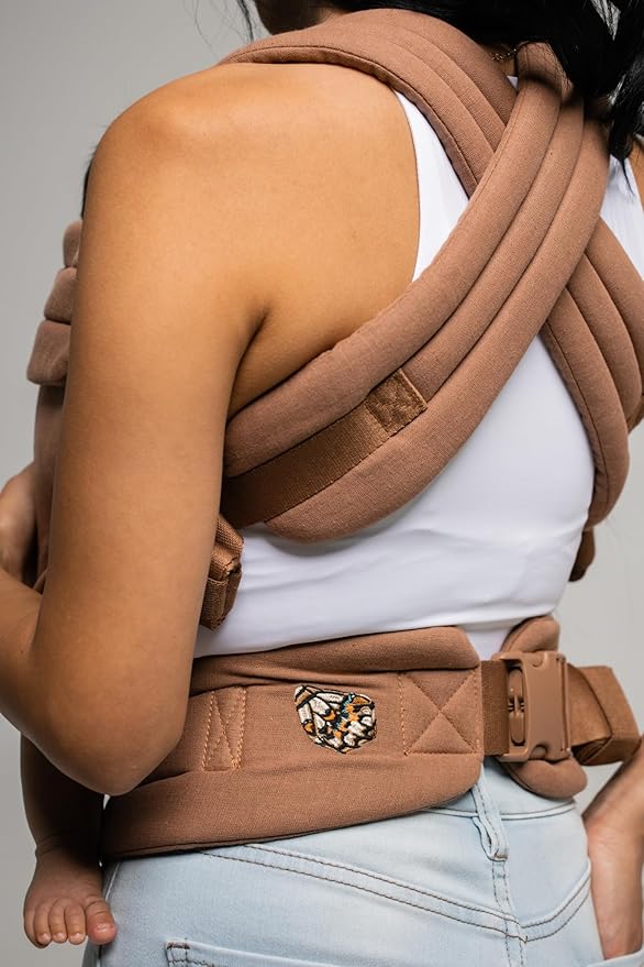 Mabē Monarch Ergonomic Baby Carrier – Premium Cotton Soft Structured Newborn to Toddler Carrier with Hip-Healthy Design, 3 Carry Positions (7-35lbs), Lightweight & Breathable, (Mocha)