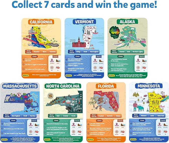 Skillmatics Guess in 10 States of America, Educational Travel Toys, Christmas Stocking Stuffers for Boys, Girls, and Kids Who Love Card Games, Geography and History, Gifts for Ages 8, 9, 10 and Up