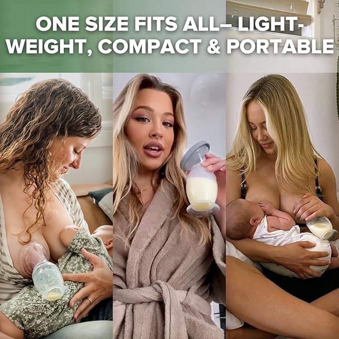 haakaa Manual Breast Pump & Silicone Cap Combo for Nursing Mom (Gray, 4oz. with Base)