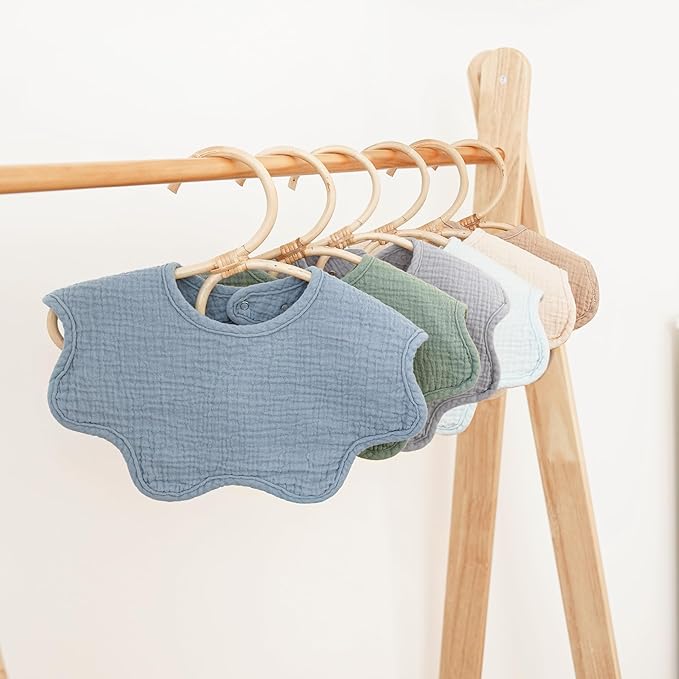 Konssy Muslin Baby Bibs 100% Cotton Absorbent Bandana Drool Bibs for Teething and Drooling, 6-Pack for Baby Boys & Girls