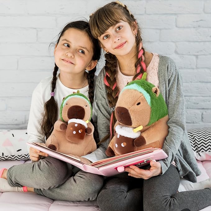 Achwishap Capybara Plush,Cute Plushies Capybara Stuffed Animals,Capybara Plush Toys,Kawaii Plushie Stuffed Toy with Avocado Hat Plushies Gift for Kids Adults Birthday(Capybara with Avocado Hat,12”)