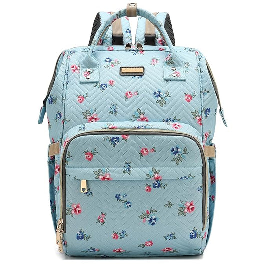 Diaper Bag Backpack for Women, Baby Bags for Girls,Diaper Bag with Changing Pad, and Insulated Pockets-Blue Flowers