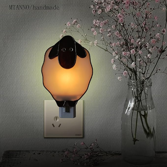 Sheep Stained Glass Night Light Room Lighting lamp House Decoration Wall lamp…