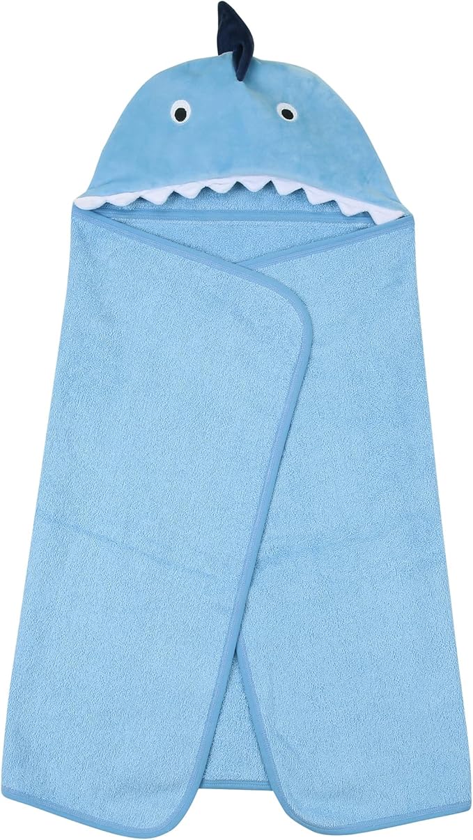 Lambs & Ivy Baby/Infant Luxury Cotton Terry Shark Hooded Bath Towel