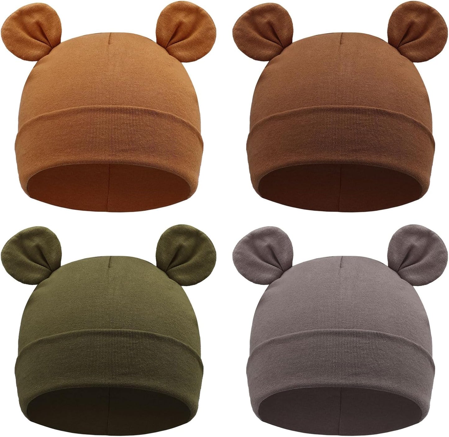 DRESHOW BQUBO 4 Pieces Baby Beanie Newborn Toddler Soft Cute Knit Hat Hospital Hats for Baby Boys Infant Cap Beanies