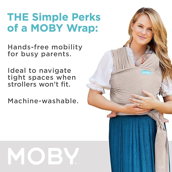Moby Baby Wrap Carrier Element for Newborns to Toddlers (8-33lbs), Infant Sling Carrier, Ultra Lightweight & Hands Free Design, Adjustable for All Body Types (Taupe)
