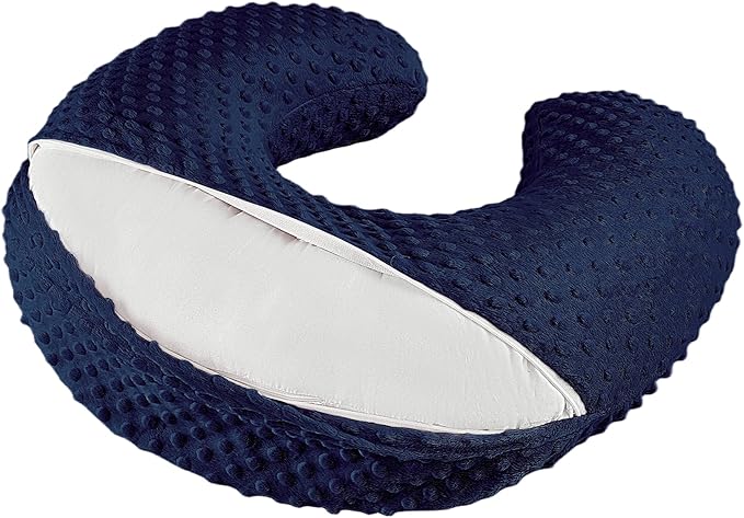 Nursing Pillow for Bottle and Breastfeeding, Ergonomic Comfort Nursing Essentials for Mom and Baby, Feeding Support Pillow with Removable Cover, Easier and Healthier Nursing (Dark Blue)