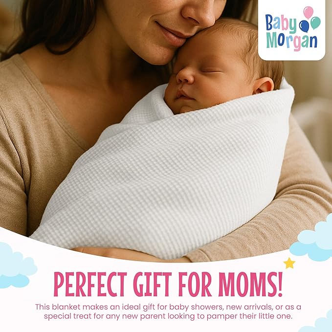 Blankets - Thermal Waffle Warm Baby Blanket for Crib - Soft and Cozy Baby Crib Blanket for Nursery, Stroller, or Naptime Comfort - Ideal Shower Gift - White, Nylon Trim (36" x 50")