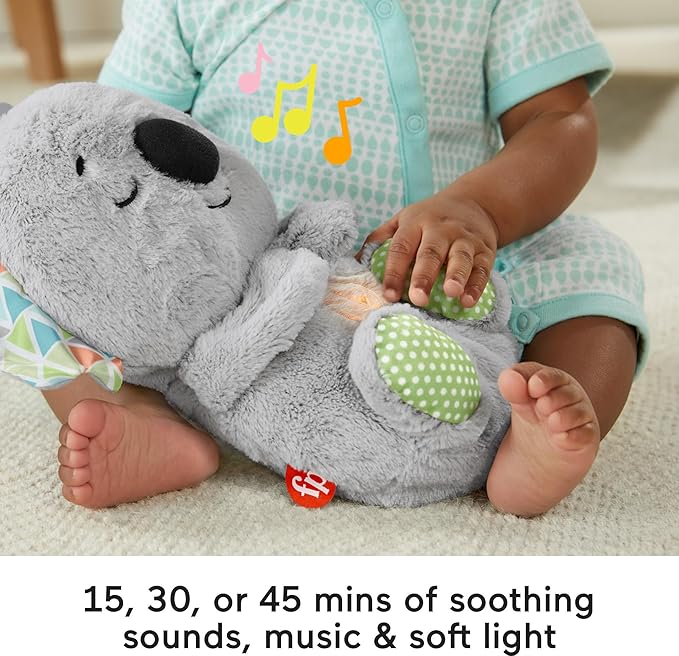 Fisher-Price Baby Toy Soothe 'n Snuggle Koala Plush Sound Machine with Customizable Music Lights & Breathing Motion for Newborns 0+ Months