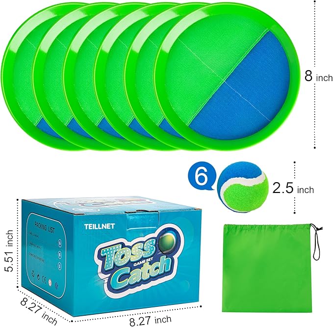 Toss and Catch Ball Set Upgraded - Kids Toys Outdoor Games for Whole Family - Water-Resistant Great for Beach Pool Yard Games - Classic Gift for Boys Girls 3 4 5 6 7 8 9 10 11 12+ Years Old