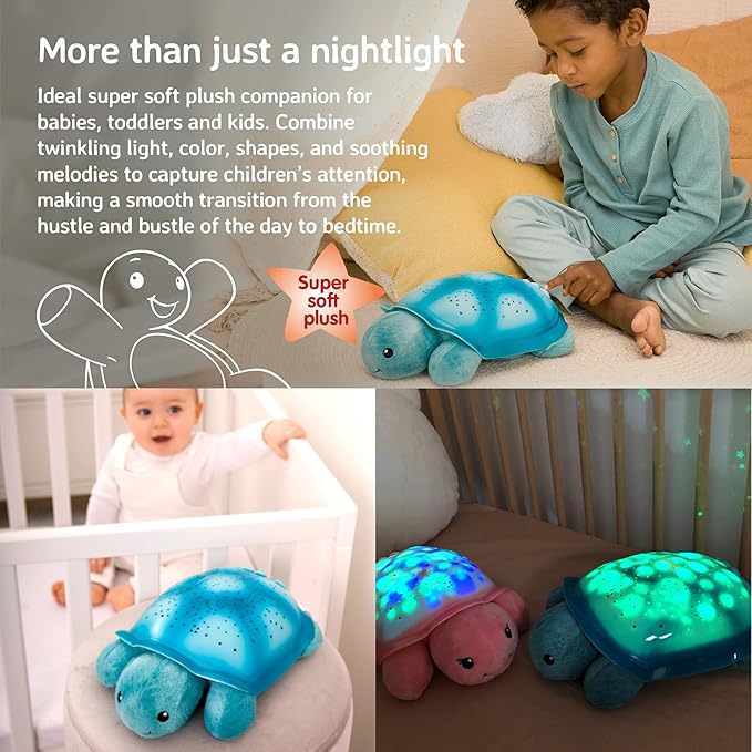 Cloud b Comforting Nightlight Star Projector w/ Soothing Sounds | Gentle Brightness | 3 Colors | Auto-Shutoff | Twinkling Twilight Turtle Aqua