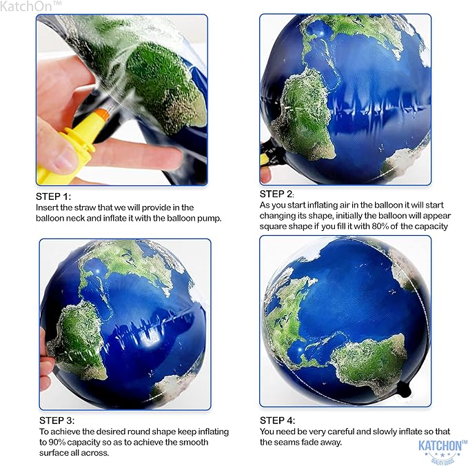 KatchOn, Large Earth Balloons Set - 22 Inch, 6 Pieces | 360 Degree 4D World Balloons, Travel Themed Party Decorations | Globe, Planet Balloon for Classroom Decorations | Earth Day Decoration