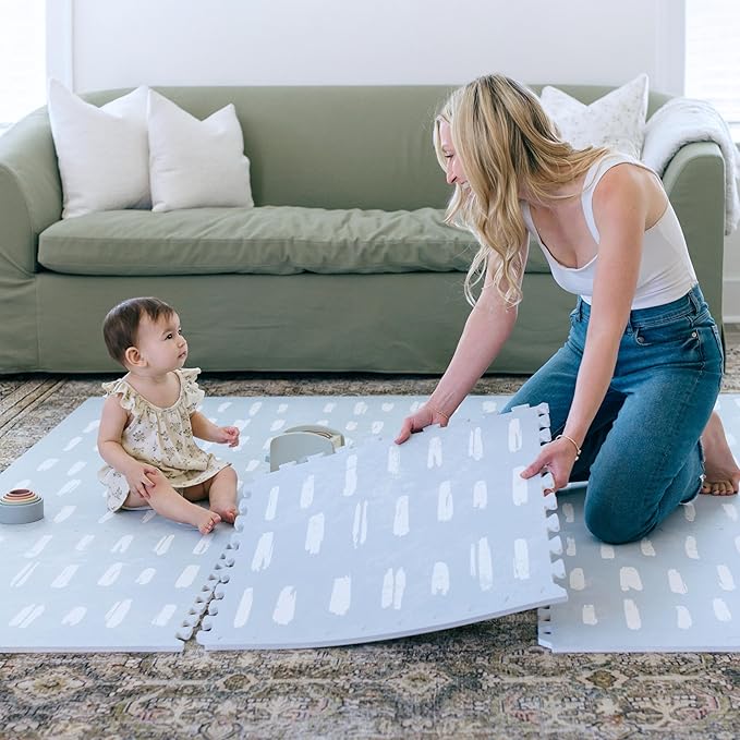 Baby Play Mat for Floor - Shoreline (6x6ft) - Premium EVA Foam Play Mat for Babies & Toddlers (Ages 0-5+) Non-Toxic Playmat for Tummy Time, Crawling & Playroom - Stylish & Comfortable