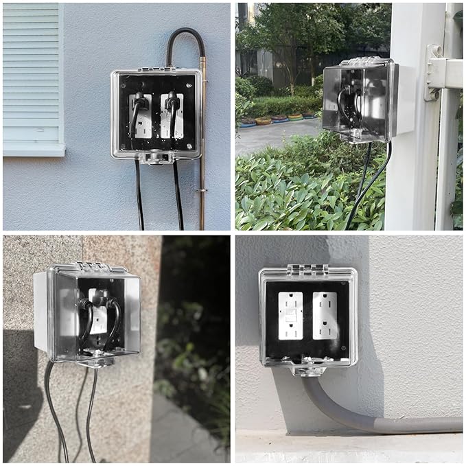 2-Gang Baby Safety Dual Outlet Cover Box - Key Lock for Much Better Toddler Proofing, Easier Operation, Simple 4 Step Install,Provides Extra Space Inside for Plugs,Adapters,Clear(2pack)