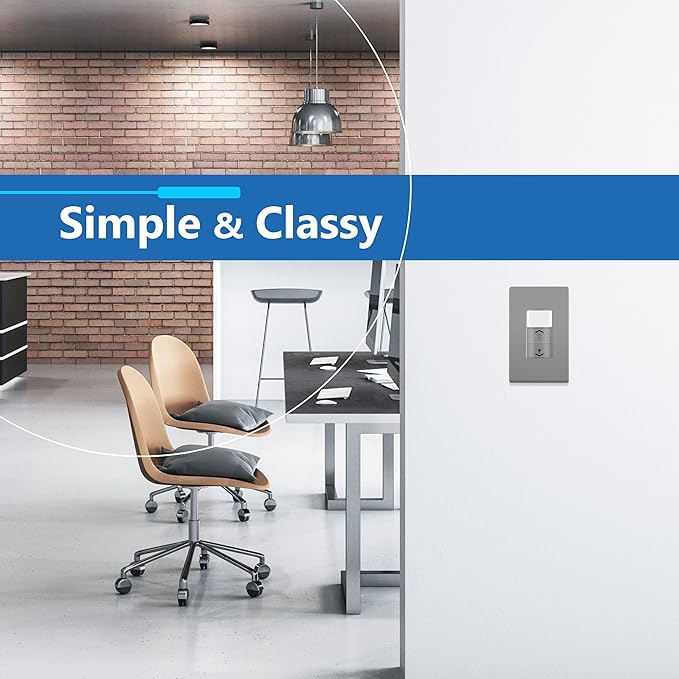 LIDER Matte Finish Decorator Switch Cover, Screwless Wall Plate, Mid-Size 1-Gang 4.88" x 3.11", Unbreakable Polycarbonate Thermoplastic, UL Listed, LSWP-31M-GY10P, Gray, 10 pack