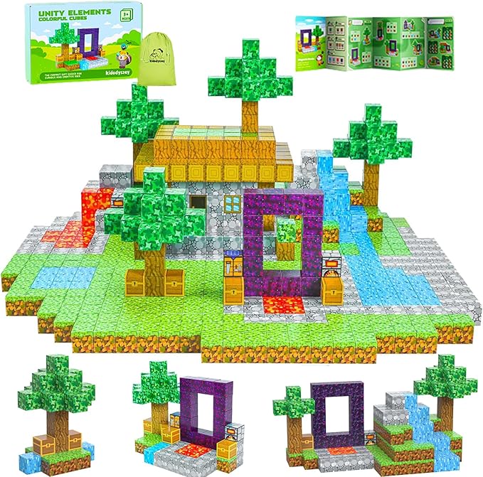 Kid Odyssey Magnetic Blocks - Mine Magnet Portal World Set, Building Toys for Boys & Girls, Montessori Toys Gifts for 3+ Kids